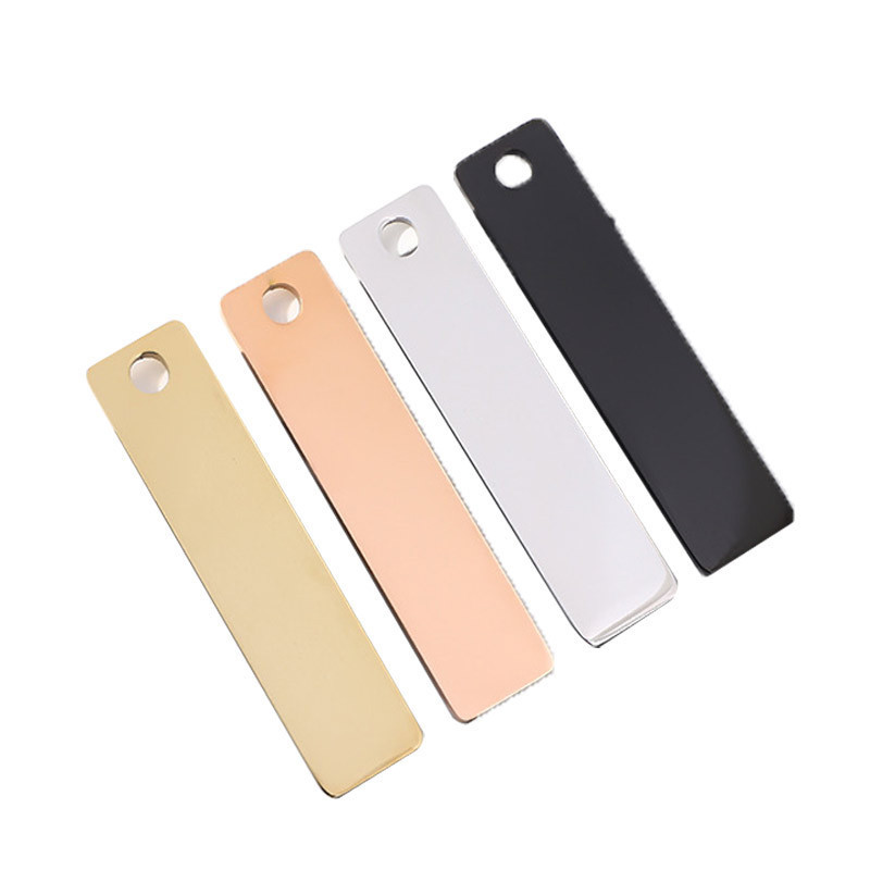 Mirror-Polished Stainless Steel Rectangular Pendant with Laser Color Printing and Engraving Metal Keychain DIY Rectangular Pendant