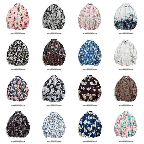 Vintage Oil Painting Flower Shirts for Men and Women, Retro Style, Cool and Relaxed, Versatile and Fashionable Couple's Long-Sleeved Shirt Jacket