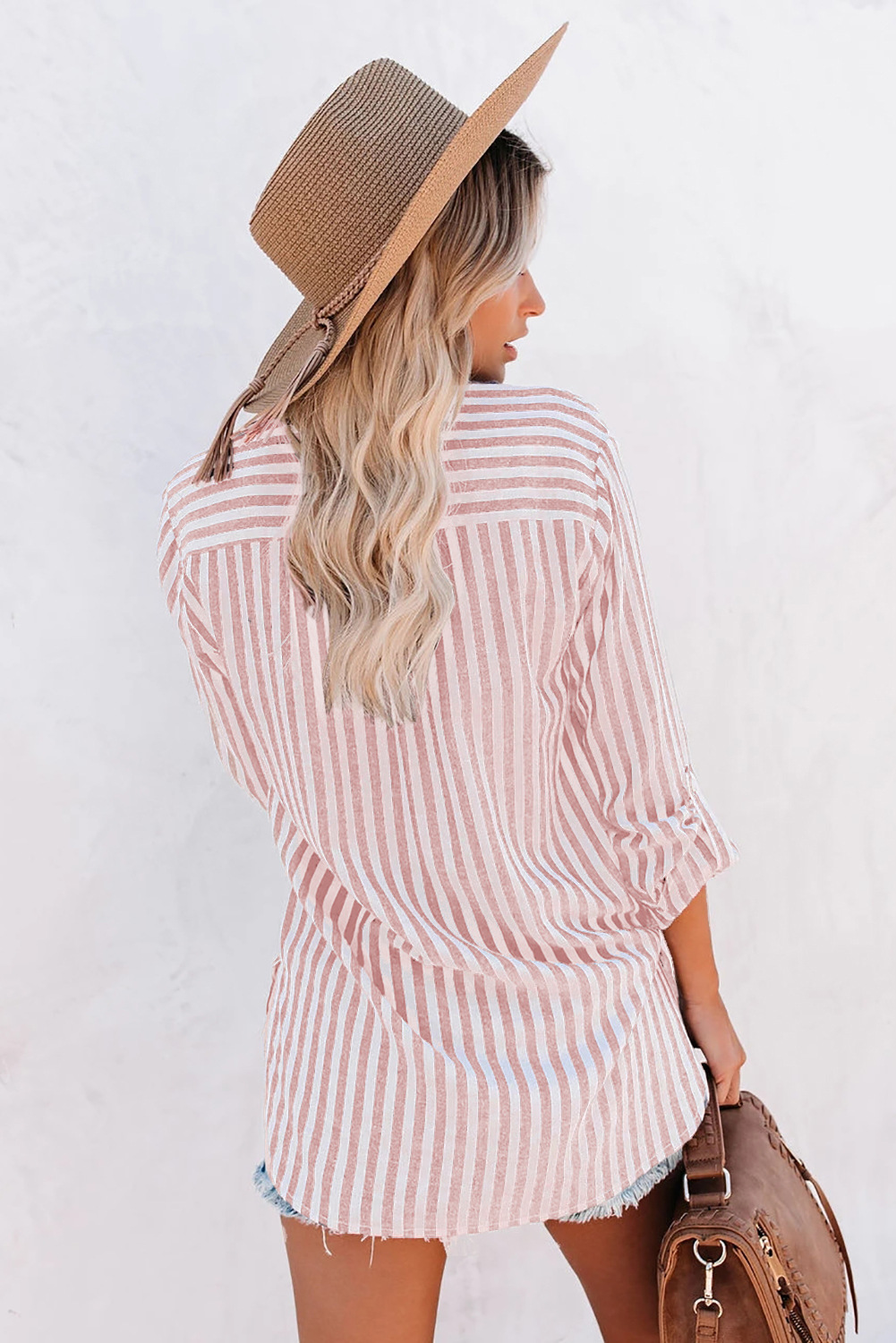 Long Sleeve Sleeve Length Wholesale Women's Casual Stripe Long Sleeve Blouses