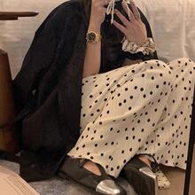 大码女装波点压褶显瘦阔腿长裤女2024春夏垂感宽松微喇休闲拖地裤