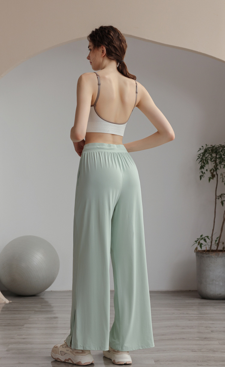 Cool pants, sun protection pants, women's UV protection, ice silk drape, wide legs, casual, breathable, split open,_voghion.com