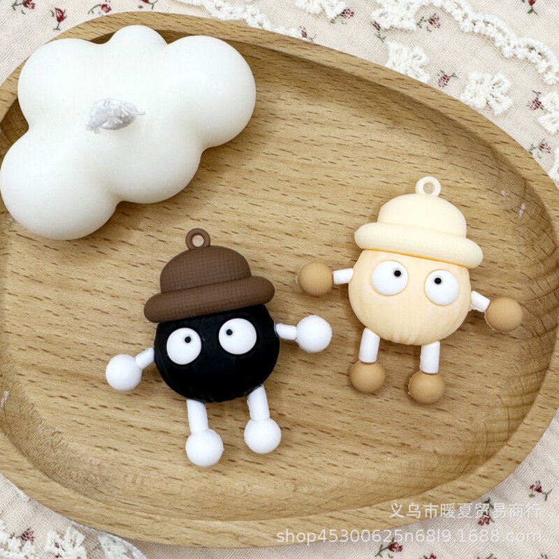 Cartoon hole shoes accessories soft rubber small coal ball keychain cream glue diy decorative clothes pendant gift wholesale