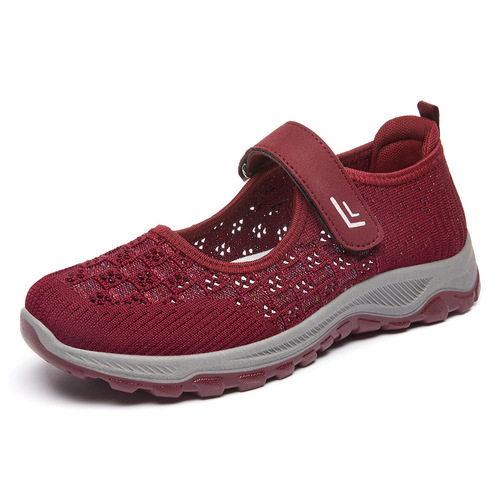 Mom's Shoes 2024 Spring and Autumn New Mesh Shoes for Women, Old Beijing Cloth Shoes for Middle-Aged and Elderly, Healthy Walking Shoes with Soft Soles, Elderly Shoes