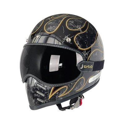 Winter and All-Season Safety Helmet 3C, Motosiklet kaskı (dəbilqə) - black-segment-forged-golden-flame-black-tea-mirror-m55-56