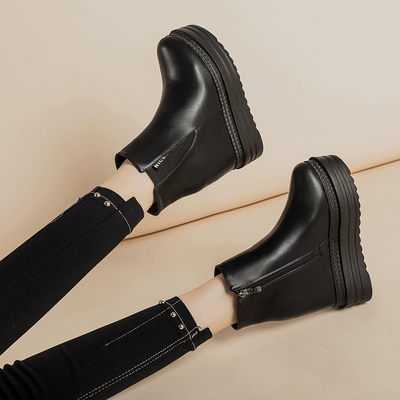 11CM ультра-туфли на высоком каблуке с толстой подошвы, водонепроницаемый стол, голые сапоги, осенние и зимние сапоги Martin, увеличенные женские сапоги