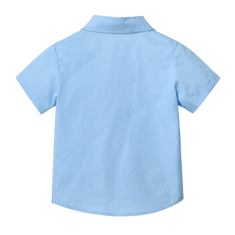 Cárdigan de solapa de manga corta de un solo pecho de verano para niños coreanos, corbata de estilo universitario para niños y niñas, camisa de color caramelo