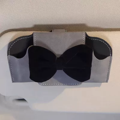 Sunglasses Storage Clip, Magnetic Glasses — Car Glasses Clip/Bill Clip - black-bow-gray-glasses-case