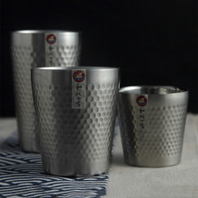 Double-Wall 304 Stainless Steel Mug Hammer Diamond Texture跨