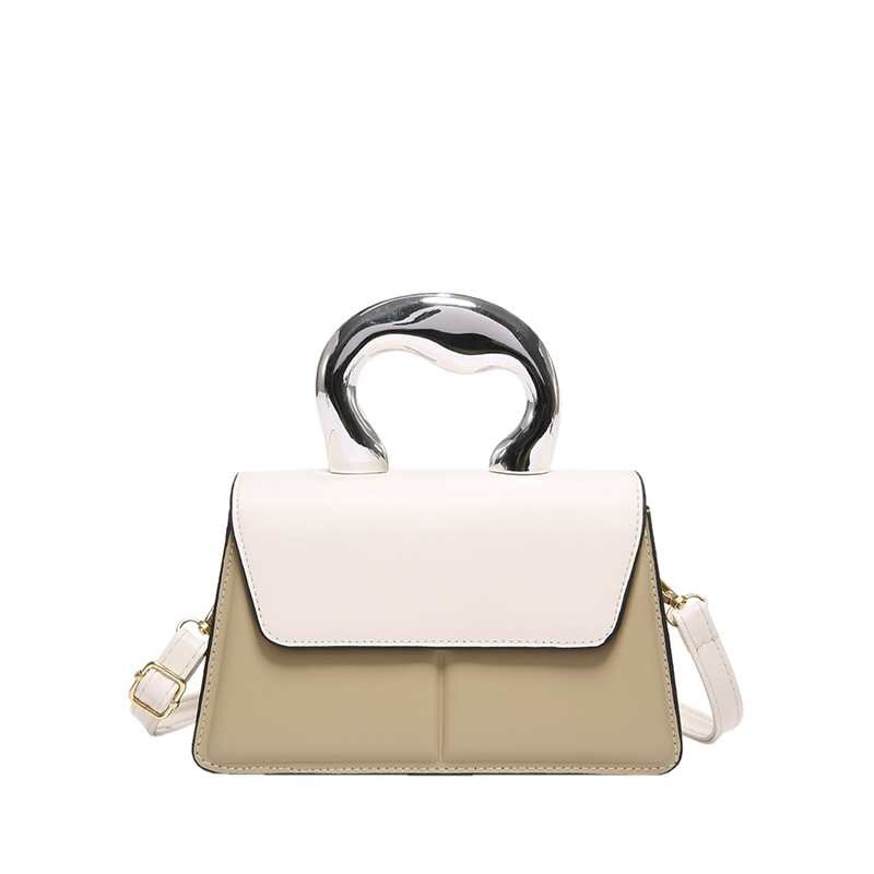 Color contrastante personalidad casual 2024 nueva moda femenina simple textura metálica portátil hombro mochila pequeña