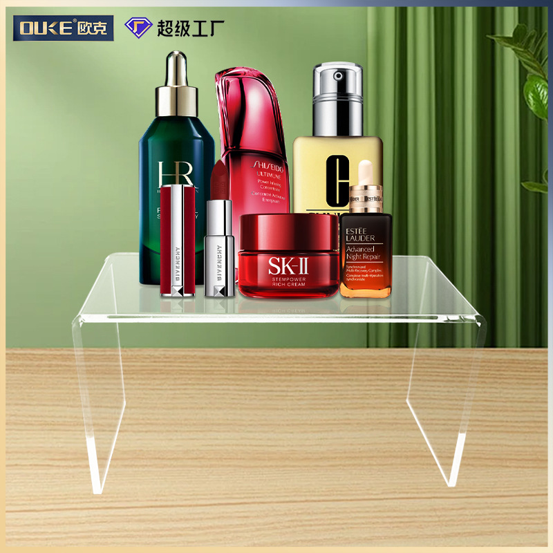 跨境亚克力U型展示架高透增高阶梯形置物架化妆品盲盒手办收纳架