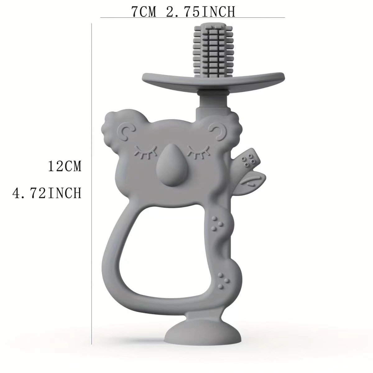 Fábrica de productos hervibles de goma de silicona para bebés koala cepillo de dientes 2 - en - 1 para calmar la mano goma de dientes