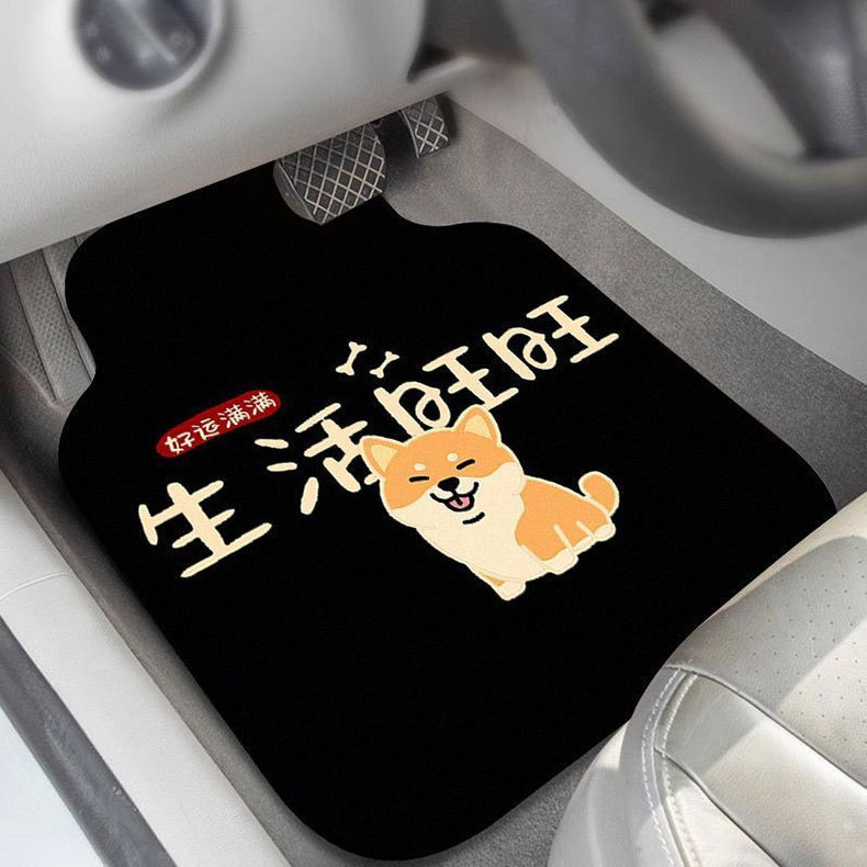 Cartoon diatomite car floor mat, single-piece universal car mat with cute prints, anti-dirt foot mat for the car interior