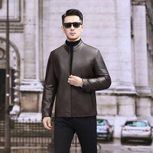 男士绵羊皮大毛领皮衣2025秋冬新款男装中年商务休闲脱卸内胆外套