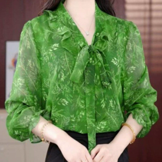 Летняя шифоновая блузка для мам среднего и пожилого возраста 2025, новая модная стильная блузка для богатых дам с топом на ленте