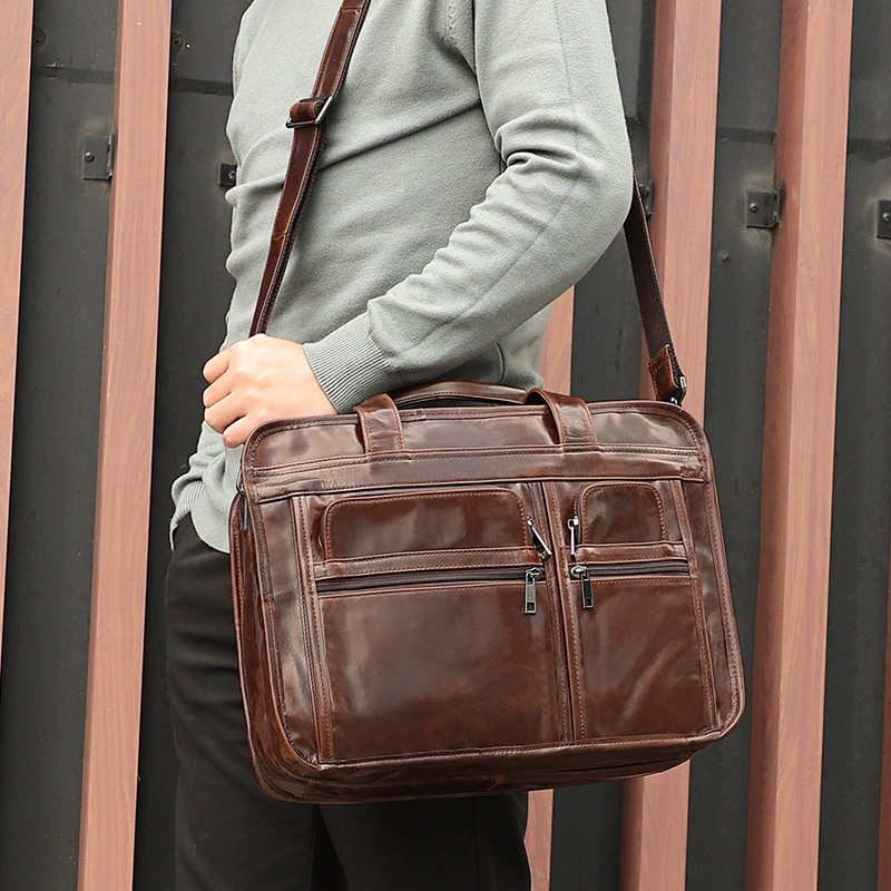 Shoulder Laptop Bag J.M.D Retro European Style, genuine leather, 39.5×15.5×30 cm