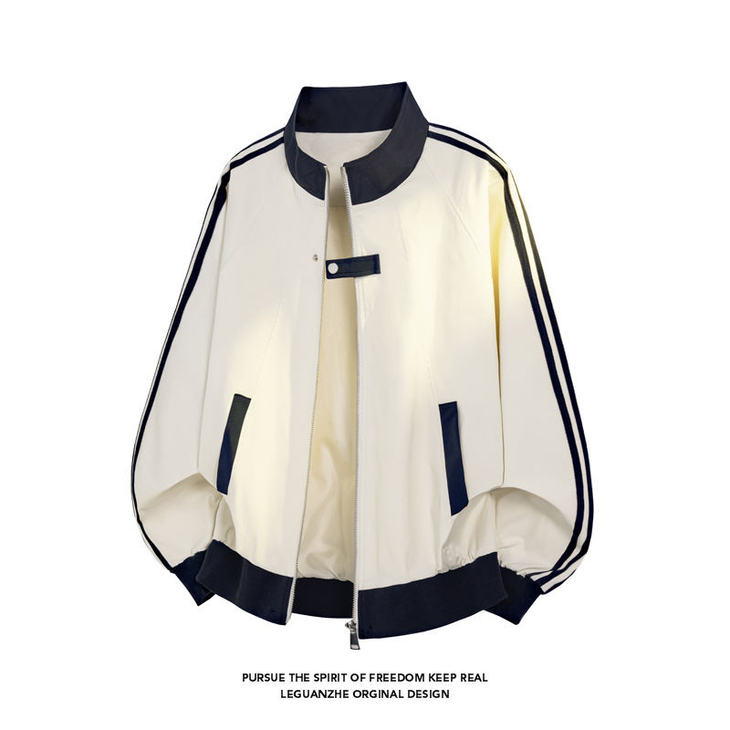 American Style Patchwork Sports For Men Winter Heavyweight Trendy Brand Versatile Couple High Street Cool Striped_voghion.com