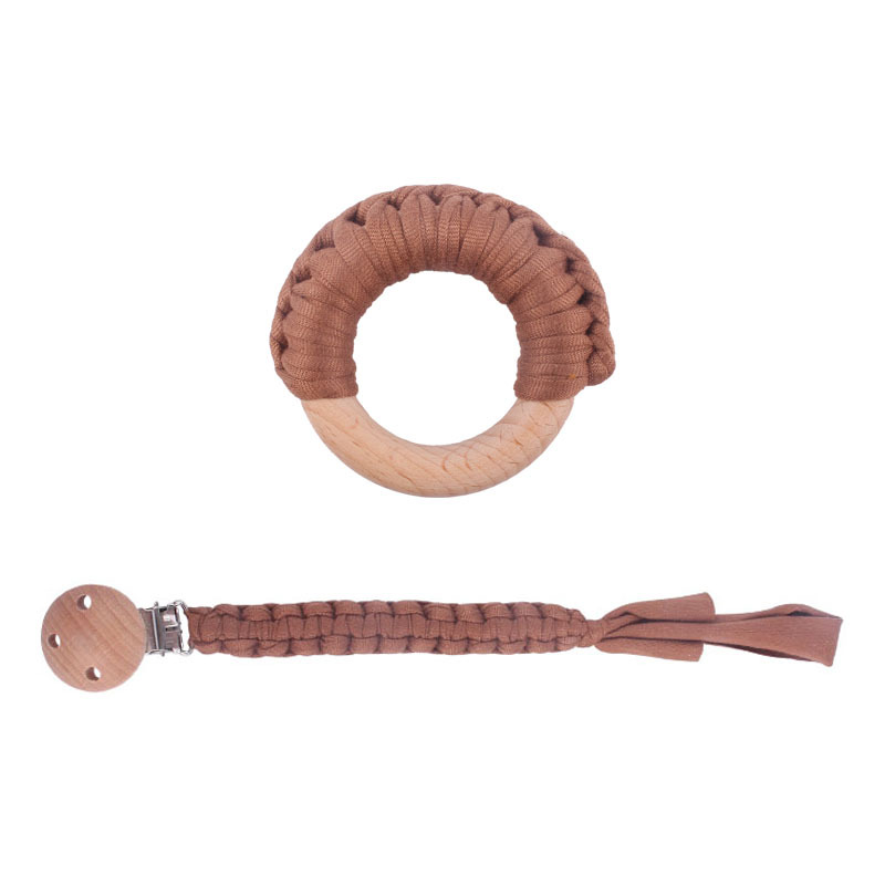 Nuevo bebé suministros haya clip calmante bebé algodón tejido chupete cadena haya anillo mordedor juguete traje