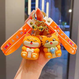 卡通可爱动物钥匙扣挂件滴胶PVC电镀款抓娃娃机可爱情侣包包挂件