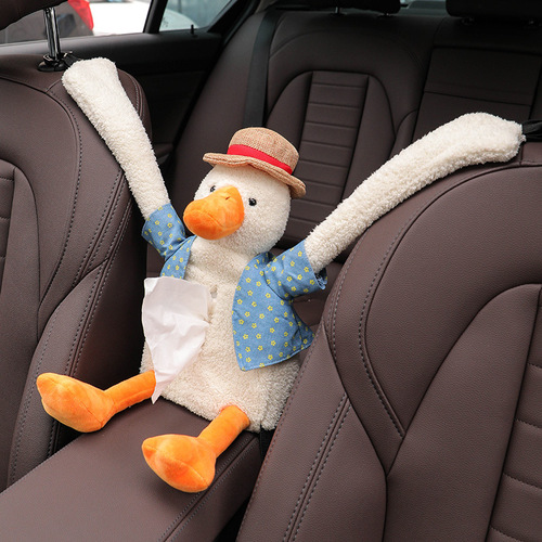 Car-mounted tissue box hanging stylish car tissue box for women, creative cute plush napkin holder
