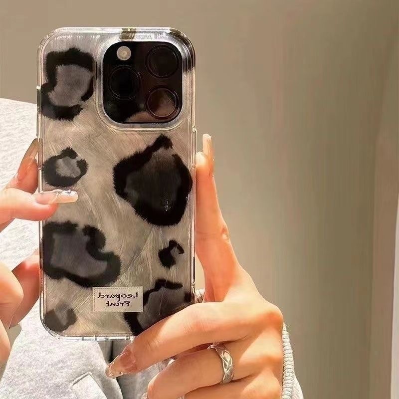 黑灰豹纹适用苹果13手机壳iPhone14网红17promax新款12软15女16|undefined