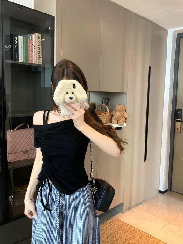 2025 新しいアメリカンホットガールワンショルダー半袖 Tシャツ女性の夏のデザインスリムフィットショートトップトレンディ|undefined