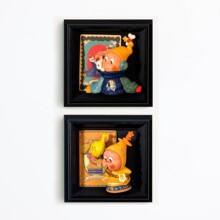 盲盒展示相框磁吸泡泡收纳展示架diy装饰手办公仔玛特黑色小摆件