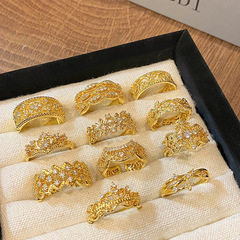 新中式國潮蕾絲鏤空開口戒指女宮廷風時尚高級感個性百搭疊戴指環