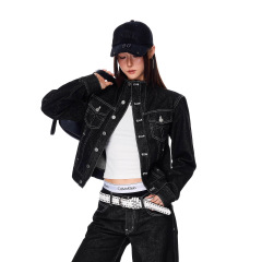 复古辣妹立领宽松洗水短款牛仔外套女春秋新款休闲百搭夹克上衣潮