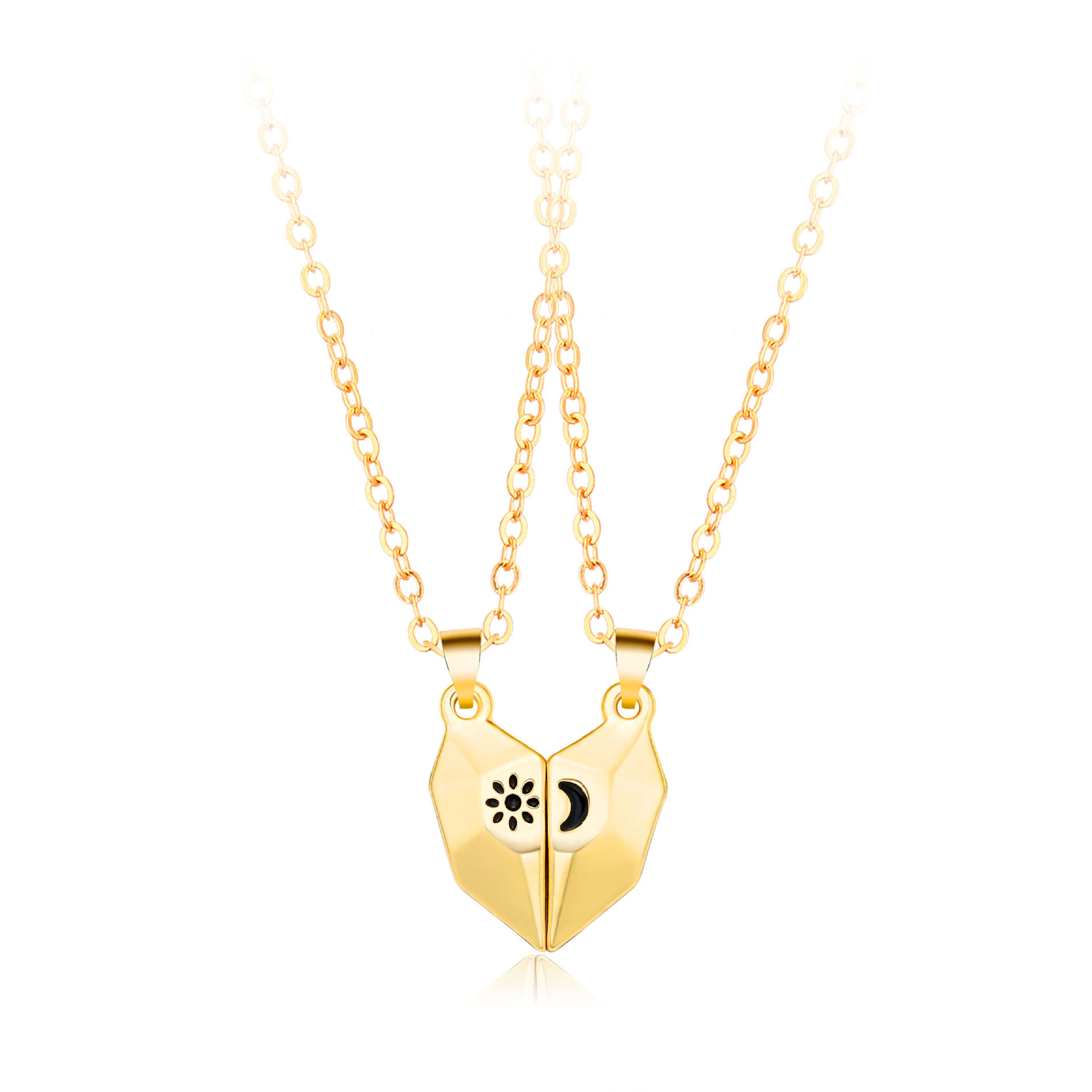 1 Pair Quantity Simple Style Heart Shape Alloy Plating Couple Pendant Necklace