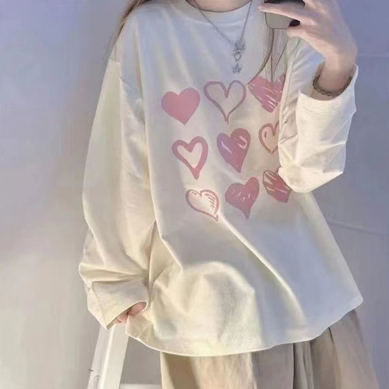 White long-sleeved T-shirt for women 2024 new autumn and winter Inner round neck bottoming shirt design sense niche top ins fashion