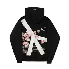 Autumn fashion brand heavyweight American cherry blossom hooded sweatshirt men's oversized loose casual high street jacket top