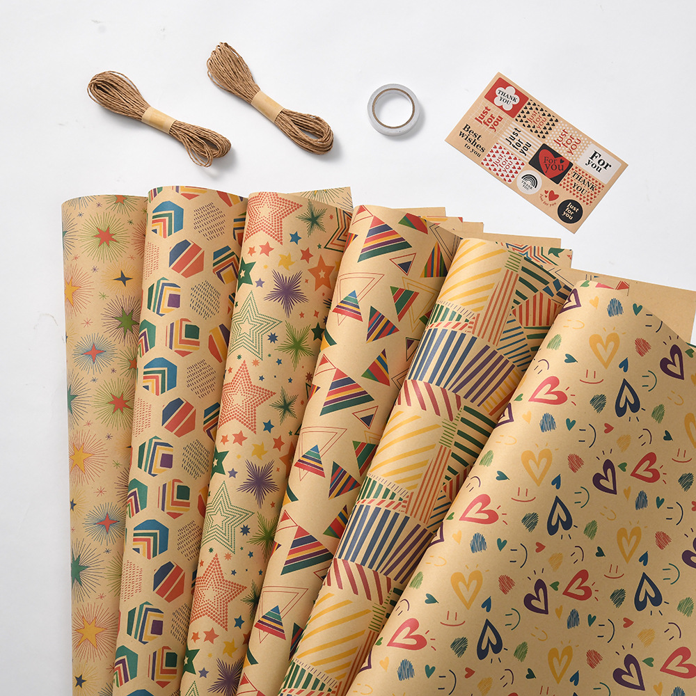 Amazon nuevo papel kraft retro embalaje de regalo de cumpleaños de San Valentín paquete de papel de embalaje al por mayor