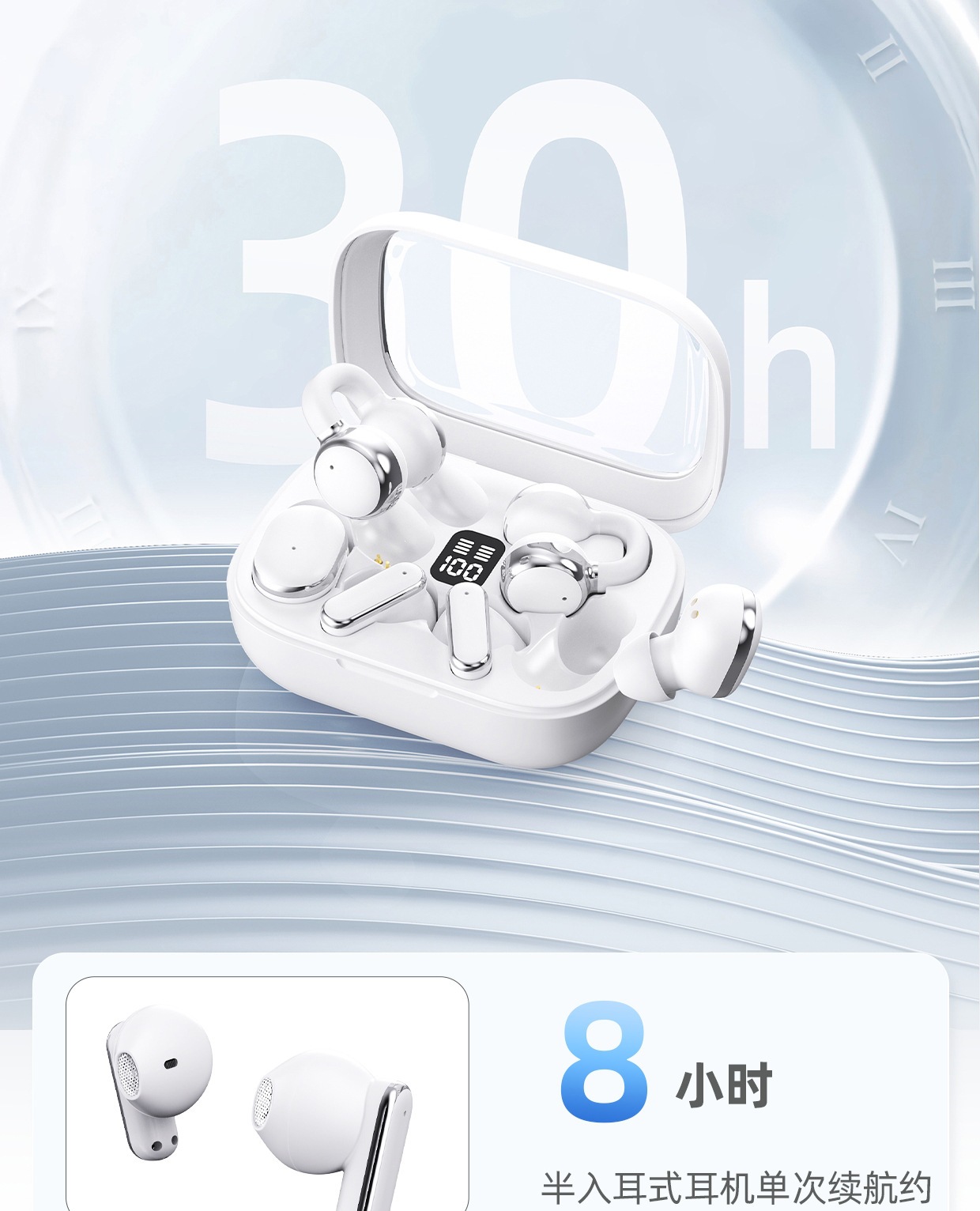 2026 Neues Modell 3-in-1 echte kabellose Bluetooth-Ohrhörer Ein Lager drei Paar Ohrbügel In-Ear Digital-Display grenzüberschreitender Großhandel