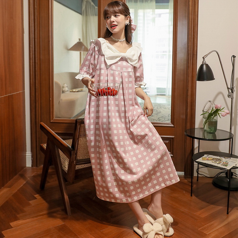 Camisón mujer de verano de manga corta de punto de algodón corte estilo 2022 nuevo pijamas delgados ropa casera al por mayor