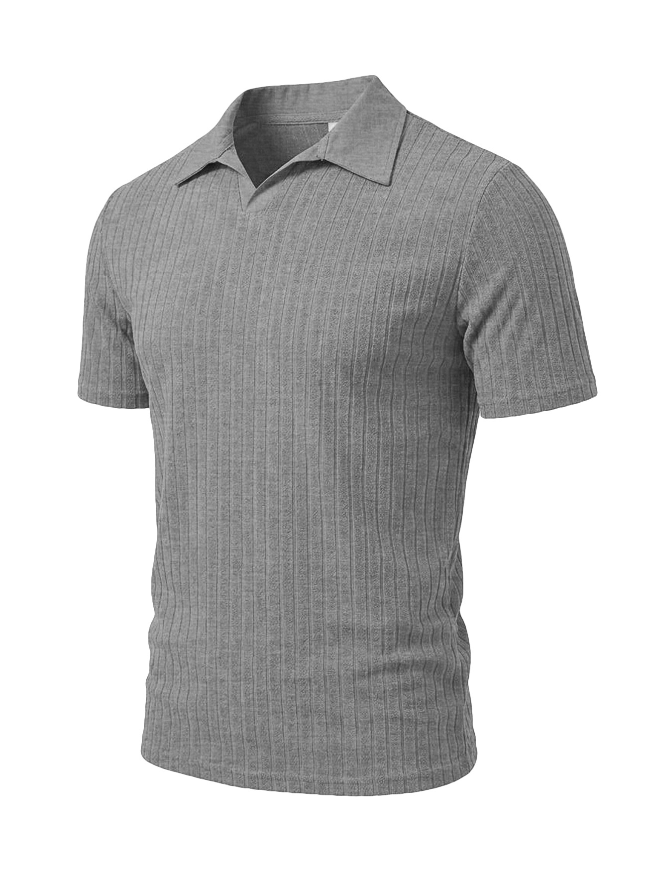 Camisa de Manga Corta a Rayas para Hombre de Poliéster Transpirable para Uso Casual