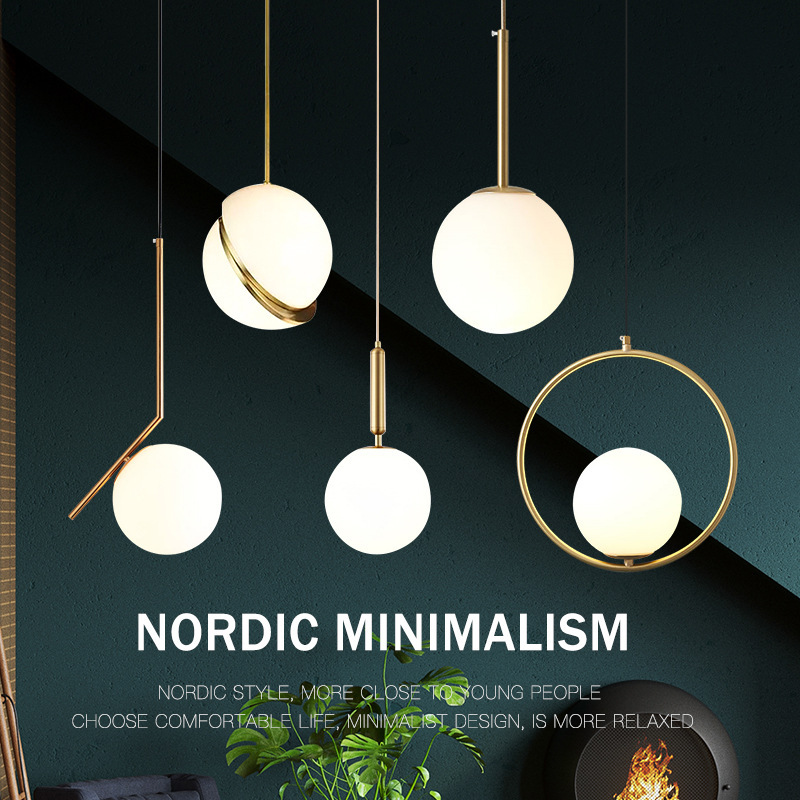Nordic bedroom bedside pendant lamp, stylish restaurant light bar counter, modern minimalist artistic creative single headed glass pendant lamp