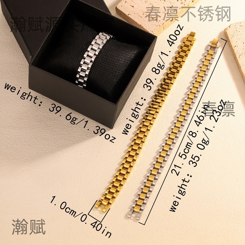 新しいステンレス鋼真空メッキ非退色時計ストラップブレスレット 18 k ゴールドヒップホップファッション絶妙なジュエリー卸売|undefined
