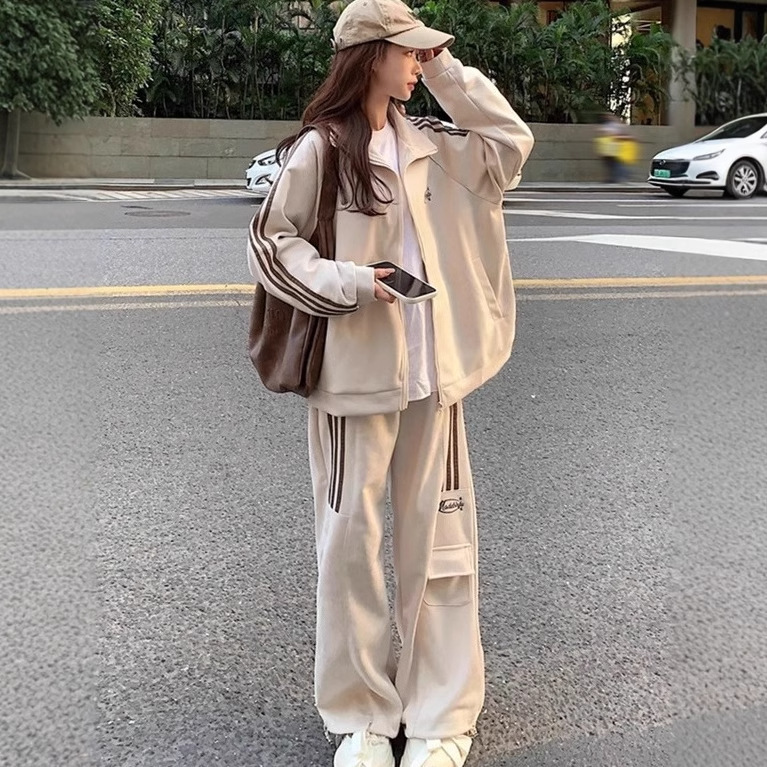 Plus Size Autum Fashion Sweatshirt Casual Sports Suit Women's Loose Belly-Covering Slimming Look Two-Piece Set Fat mm 1.0-150kg