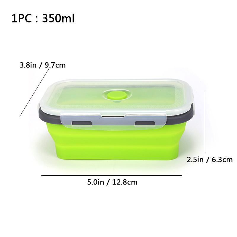 Caja de almuerzo de silicona al aire libre caja de almuerzo de silicona plegable refrigerador más nítido almuerzo portátil caja de almuerzo retráctil