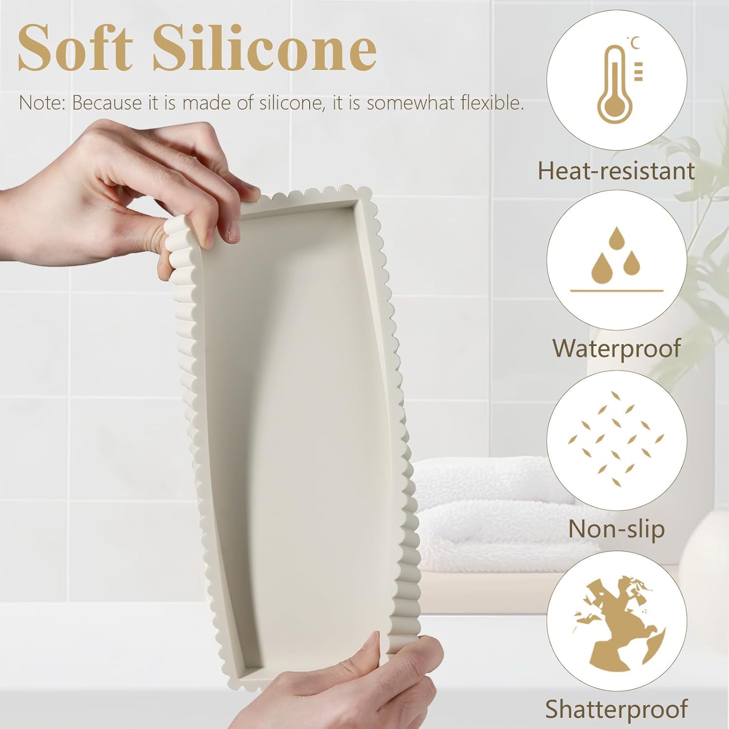 bandeja de almacenamiento de silicona ondulada para baño sala de estar mesa de café cuadrada encaje lavabo baño image 5