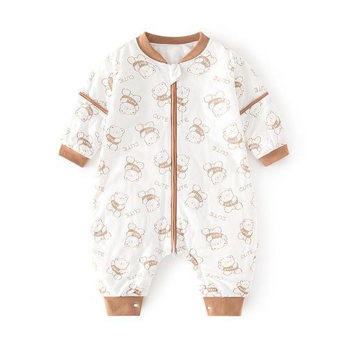 Baby sleeping bag spring and autumn winter padded leged zipper baby sleepwear newborn pull-up multifunctional kick-proof blanket