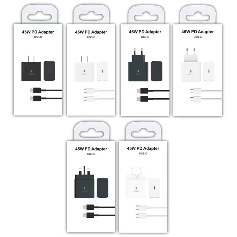 Aplicable Samsung PD25W/45W estándar estadounidense cabezal de carga británico cargador de viaje S22/S23 australiano cabezal de carga rápida