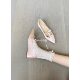 Sheepskin version ~ 5cm small height Mary Jane shoes satin rhinestone spring and autumn bow shallow mouth shoes women 33