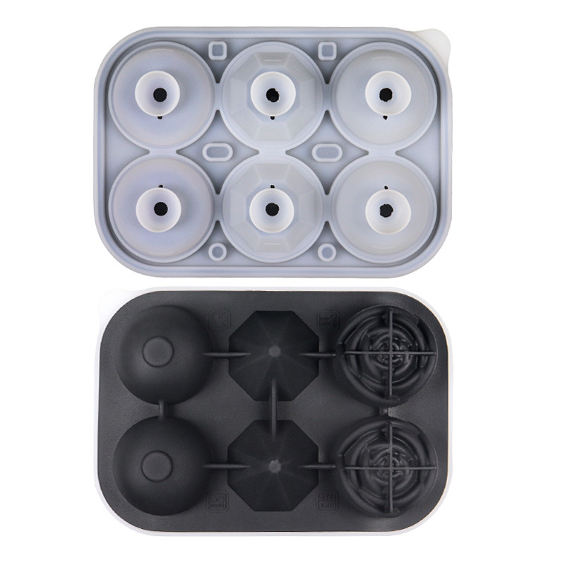 Venta caliente Rosa diamante redondo cubo de hielo molde alimentos grado silicona suave hielo jaula casa flor en forma hielo hockey sobre hielo image 9