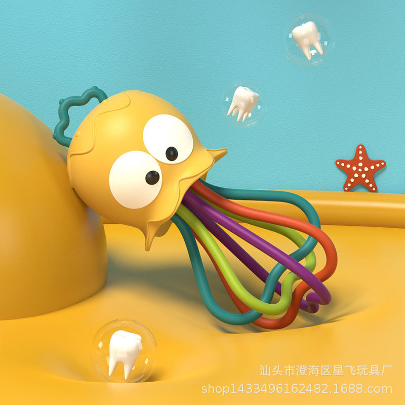 Sonajero mordedor para bebés de 0-1 año, campana de cama tranquilizadora, juguete de diversión