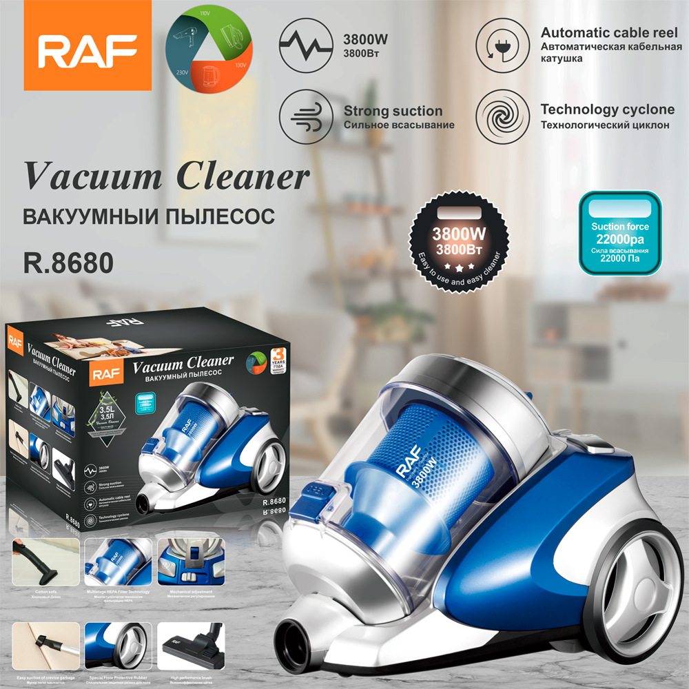 RAF 유럽 게이지 2 대 1 강력한 가정용 진공 청소기 수평 휴대용 진공 청소기 R.8680 3.5L