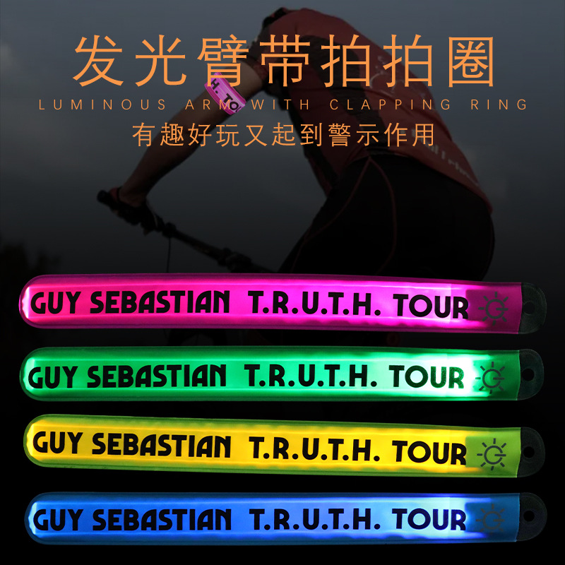 LED luminoso raqueta anillo de presión tensión anillo de nylon LED luminoso brazo banda noche luz de advertencia seguridad promoción regalo