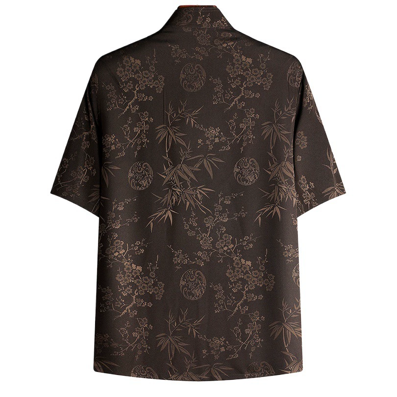 Новый мужской костюм в китайском стиле Тан с имитацией пряжи Xiangyun, куртка, рубашка с коротким рукавом, атласный китайский костюм для папы