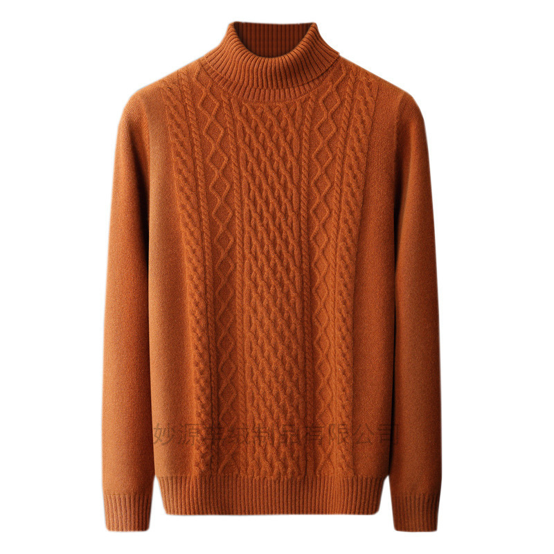 느슨한 꼬인 꽃 사업 캐주얼 따뜻한 나이를 줄이는 양모 스웨터 남자 풀오버 스웨터 헤비 듀티 두꺼운 옷깃 울 스웨터