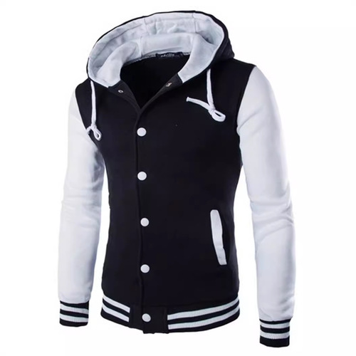 Men's Fleece Hooded Sweatshirt, Slim Fit, Short Sleeve, Unisex, Model W869
